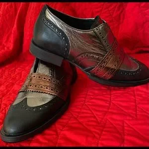 Girotti Premium Leather Oxford Mens Shoes, Size 38 GIROTTI SHOES Wing Tip Oxford Orange / Black Size 9 Us  main image 4